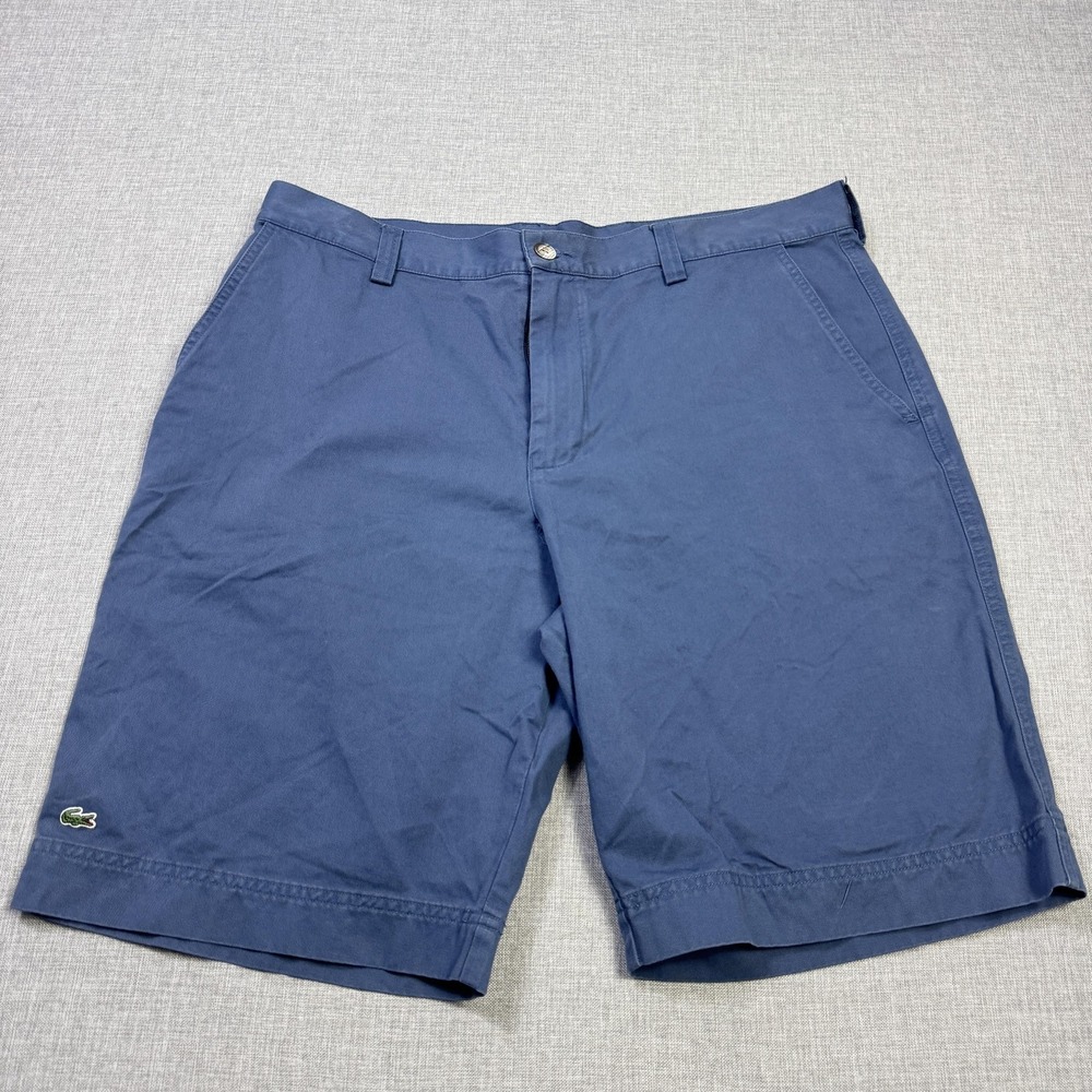 Lacoste‎ Chino Shorts Mens XL Blue Cotton Canvas Flat Front 11" Inseam
